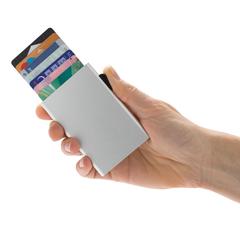 Vue Porte-cartes en aluminium anti RFID C-Secure de couleur gris| Krokrodeal