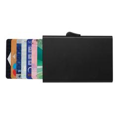 Vue Porte-cartes en aluminium anti RFID C-Secure de couleur noir| Krokrodeal