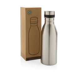 Vue Bouteille d’eau 500ml en acier inoxydable recyclé RCS de couleur gris| Krokrodeal