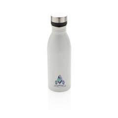 Vue Bouteille d’eau 500ml en acier inoxydable recyclé RCS de couleur blanc| Krokrodeal