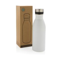 Vue Bouteille d’eau 500ml en acier inoxydable recyclé RCS de couleur blanc| Krokrodeal