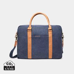 Vue VINGA Sac pour ordinateur en toile recyclée RCS Bosler de couleur bleu| Krokrodeal