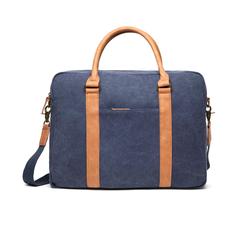 Vue VINGA Sac pour ordinateur en toile recyclée RCS Bosler de couleur bleu| Krokrodeal