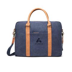 Vue VINGA Sac pour ordinateur en toile recyclée RCS Bosler de couleur bleu| Krokrodeal
