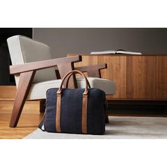 Vue VINGA Sac pour ordinateur en toile recyclée RCS Bosler de couleur bleu| Krokrodeal