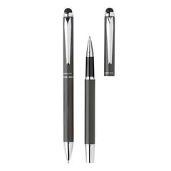 Vue Parure de stylos Swiss Peak deluxe dans une pochette en PU de couleur noir| Krokrodeal