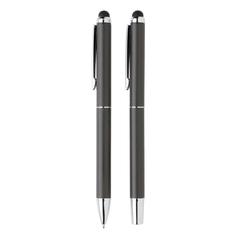 Vue Parure de stylos Swiss Peak deluxe dans une pochette en PU de couleur noir| Krokrodeal