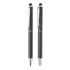 Vue Parure de stylos Swiss Peak deluxe dans une pochette en PU de couleur noir| Krokrodeal