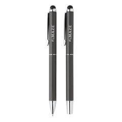Vue Parure de stylos Swiss Peak deluxe dans une pochette en PU de couleur noir| Krokrodeal