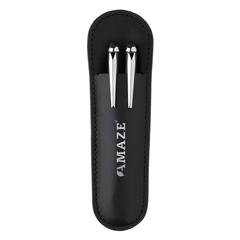 Vue Parure de stylos Swiss Peak deluxe dans une pochette en PU de couleur noir| Krokrodeal