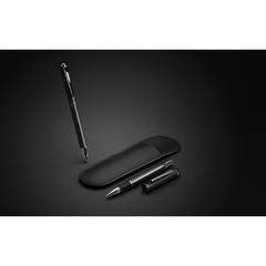 Vue Parure de stylos Swiss Peak deluxe dans une pochette en PU de couleur noir| Krokrodeal