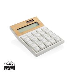 Vue Calculatrice en bambou et plastique recyclé RCS Utah de couleur marron| Krokrodeal