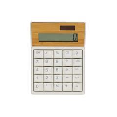 Vue Calculatrice en bambou et plastique recyclé RCS Utah de couleur marron| Krokrodeal