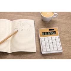 Vue Calculatrice en bambou et plastique recyclé RCS Utah de couleur marron| Krokrodeal
