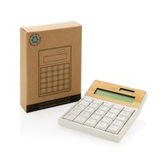 Vue Calculatrice en bambou et plastique recyclé RCS Utah de couleur marron| Krokrodeal