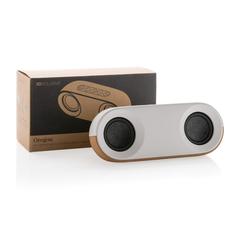 Vue Enceinte 10W en plastique recyclé RCS et liège Oregon de couleur marron| Krokrodeal