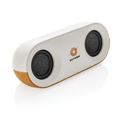 Vue Enceinte 10W en plastique recyclé RCS et liège Oregon de couleur marron| Krokrodeal