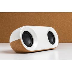 Vue Enceinte 10W en plastique recyclé RCS et liège Oregon de couleur marron| Krokrodeal
