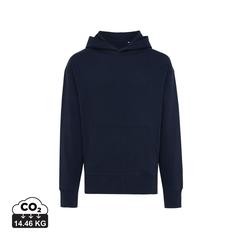 Vue Sweat à capuche en coton recyclé Iqoniq Yoho de couleur bleu| Krokrodeal