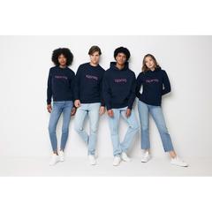 Vue Sweat à capuche en coton recyclé Iqoniq Yoho de couleur bleu| Krokrodeal
