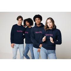 Vue Sweat à capuche en coton recyclé Iqoniq Yoho de couleur bleu| Krokrodeal