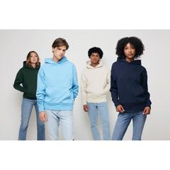 Vue Sweat à capuche en coton recyclé Iqoniq Yoho de couleur bleu| Krokrodeal