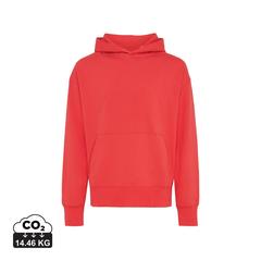 Vue Sweat à capuche en coton recyclé Iqoniq Yoho de couleur rouge| Krokrodeal