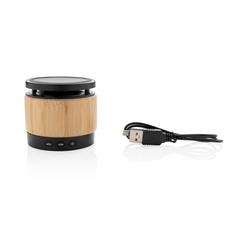 Vue Enceinte 3W avec chargeur à induction en bambou de couleur marron| Krokrodeal