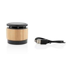 Vue Enceinte 3W avec chargeur à induction en bambou de couleur marron| Krokrodeal