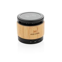 Vue Enceinte 3W avec chargeur à induction en bambou de couleur marron| Krokrodeal