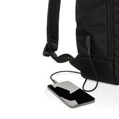 Vue Sac à dos moderne pour ordinateur 15,6" Swiss Peak AWARE™ de couleur noir| Krokrodeal