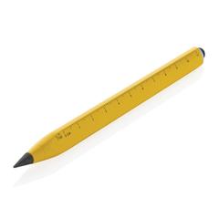 Vue Crayon infini et multitâches en aluminium recyclé RCS Eon de couleur jaune| Krokrodeal