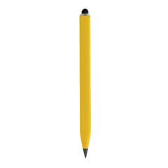 Vue Crayon infini et multitâches en aluminium recyclé RCS Eon de couleur jaune| Krokrodeal