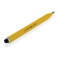Vue Crayon infini et multitâches en aluminium recyclé RCS Eon de couleur jaune| Krokrodeal