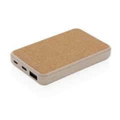 Vue Powerbank 5000 mAh en fibre de paille de blé et liège de couleur vert| Krokrodeal