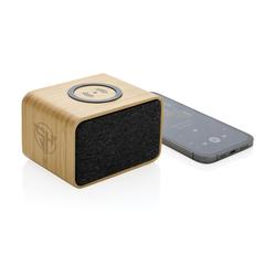Vue Enceinte 5W en plastique recyclé RCS et bambou FSC® de couleur marron| Krokrodeal