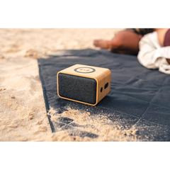 Vue Enceinte 5W en plastique recyclé RCS et bambou FSC® de couleur marron| Krokrodeal