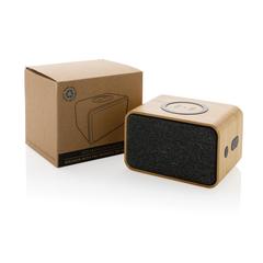 Vue Enceinte 5W en plastique recyclé RCS et bambou FSC® de couleur marron| Krokrodeal