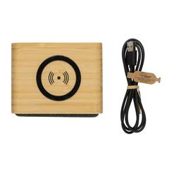 Vue Enceinte 5W en plastique recyclé RCS et bambou FSC® de couleur marron| Krokrodeal