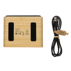 Vue Enceinte 5W en plastique recyclé RCS et bambou FSC® de couleur marron| Krokrodeal
