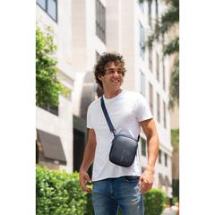 Vue Sac bandoulière Boxy de couleur bleu| Krokrodeal