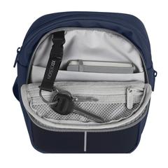 Vue Sac bandoulière Boxy de couleur bleu| Krokrodeal