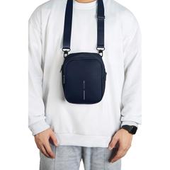 Vue Sac bandoulière Boxy de couleur bleu| Krokrodeal