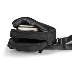 Vue Sac bandoulière Boxy de couleur noir| Krokrodeal