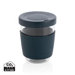 Vue Verre 360ml avec couvercle et manchon en silicone Ukiyo de couleur bleu| Krokrodeal