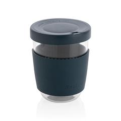 Vue Verre 360ml avec couvercle et manchon en silicone Ukiyo de couleur bleu| Krokrodeal