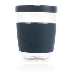 Vue Verre 360ml avec couvercle et manchon en silicone Ukiyo de couleur bleu| Krokrodeal