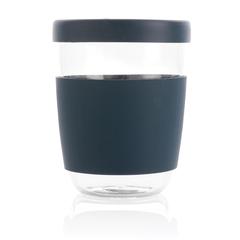 Vue Verre 360ml avec couvercle et manchon en silicone Ukiyo de couleur bleu| Krokrodeal