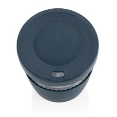 Vue Verre 360ml avec couvercle et manchon en silicone Ukiyo de couleur bleu| Krokrodeal