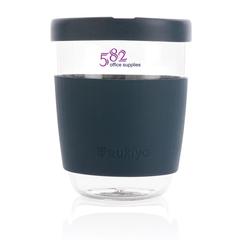 Vue Verre 360ml avec couvercle et manchon en silicone Ukiyo de couleur bleu| Krokrodeal